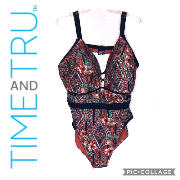 Time and Tru Other - Time and Tru One Piece Plus Size Swim Suit 2X